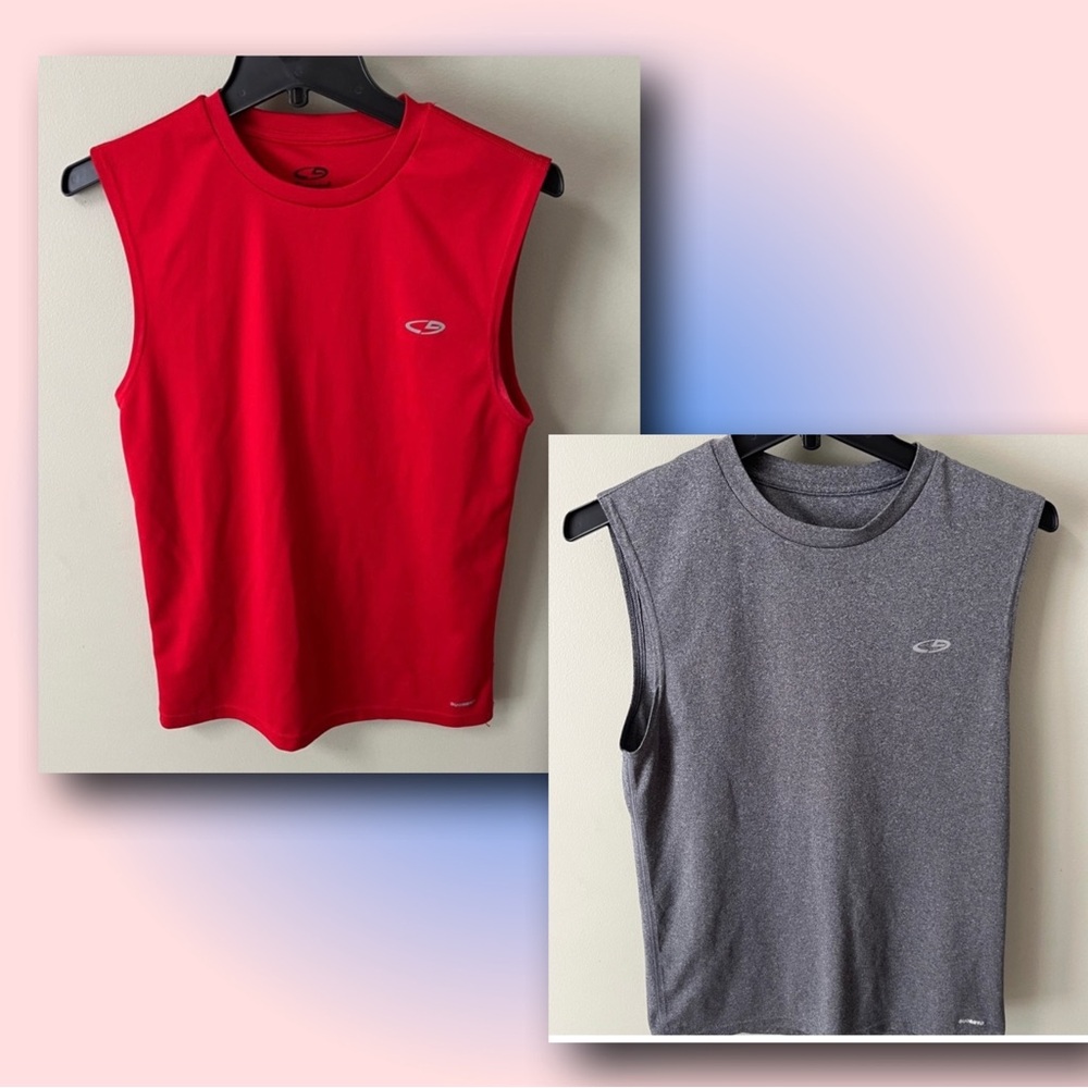 ♥️ Champion Muscle Tank Tops/Red & Gray/Size Small